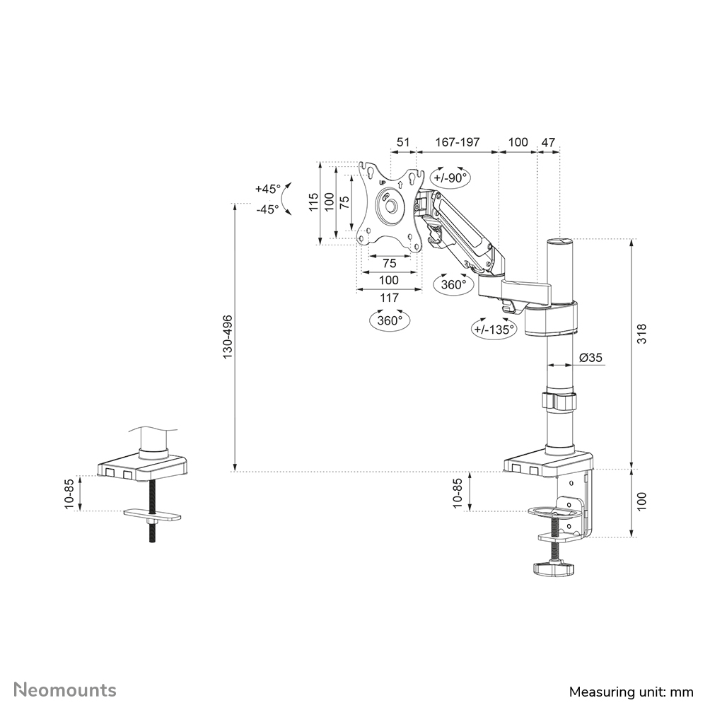 Neomounts monitor arm desk mount